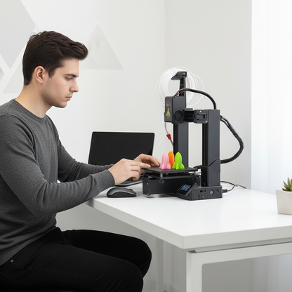 【Flash】Mini EasyThreed 3D Printer Entry Level Compatible with PLA TPU 1.75mm Filament include Power Adaptor Kids Gift